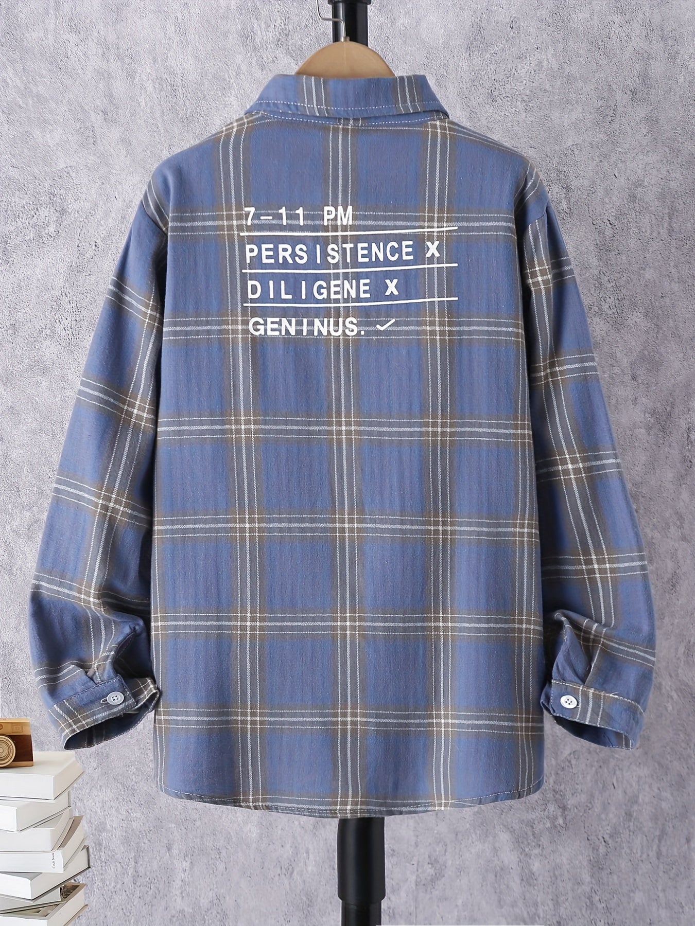Boys Plaid Button Down Shirt Casual Long Sleeve Lapel Shirt