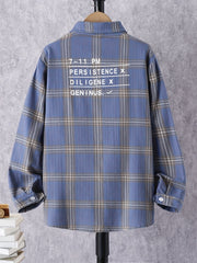 Boys Plaid Button Down Shirt Casual Long Sleeve Lapel Shirt