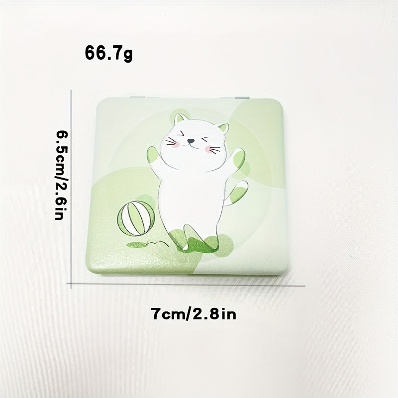 Cat Pattern Makeup Mirror Mini Compact Portable Pocket Mirror