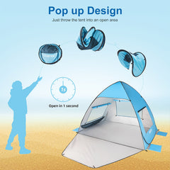 TOBTOS Pop Up Beach Tent UPF 50 Portable Sunshade Lightweight Sun Shelter