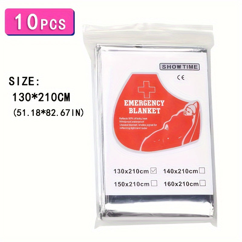 10pcs Thermal Survival Blanket Double Sided Sunscreen Emergency Blanket