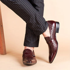 Men's Brogue Slip On Pointed Toe Formal Shoes Business Wear resistant Non Slip