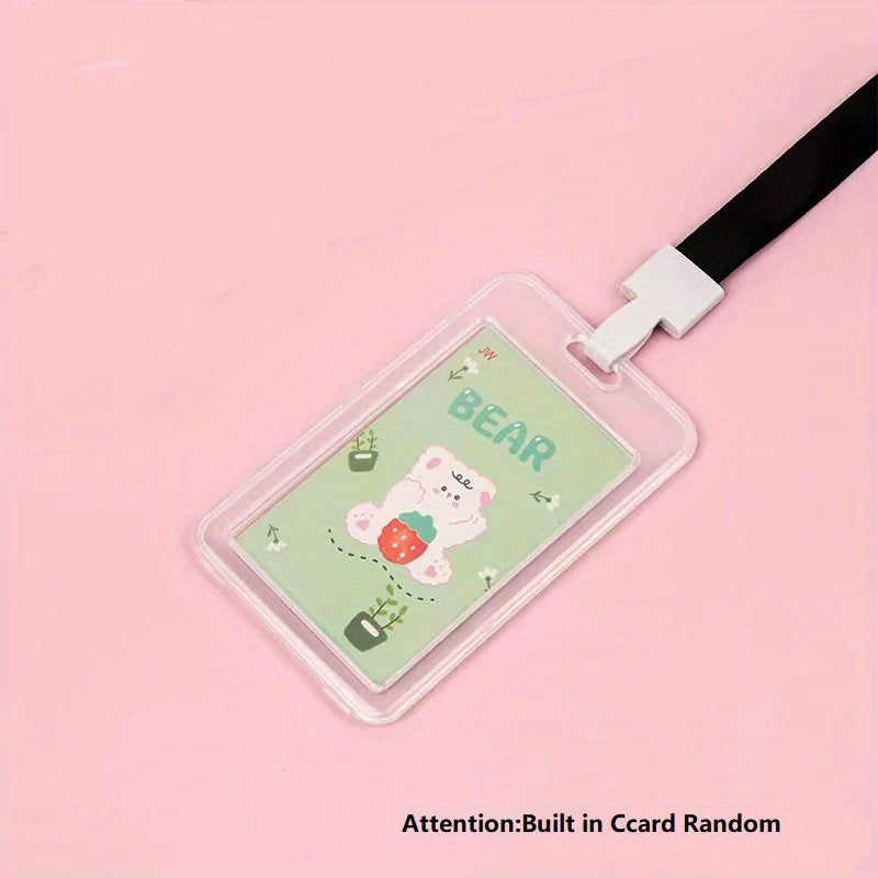 Transparent Card Holder With Lanyard Student ID Business Card Holder