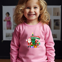 Christmas Graphic Crew Neck Long Sleeve Sweatshirt for Kids