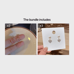 Heart Shaped Zircon Pendant Stud Earrings Gift for Girls
