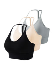 3pcs Seamless Halter Sports Bras Yoga Fitness Bra Women's Lingerie