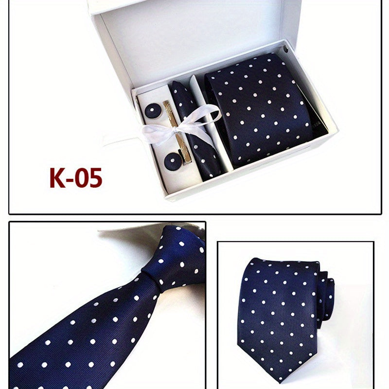 Men's Tie Dot Flower Striped Necktie Set