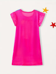 Anime Mermaid Print Sleeveless Ruffle Nightdress for Girls