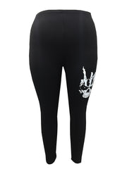 Gothic Skull Print High Rise Leggings