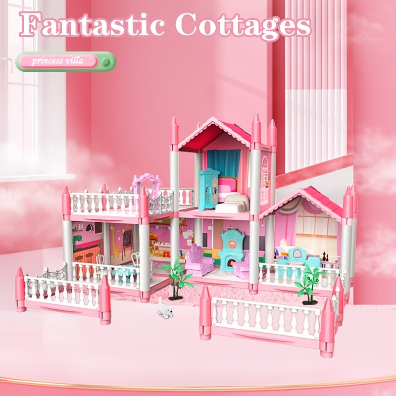Pink Girls Toy House 2 Tier 5 Room 1 Terrace Assemble DIY Villa Castle