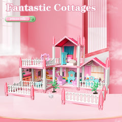 Pink Girls Toy House 2 Tier 5 Room 1 Terrace Assemble DIY Villa Castle