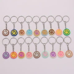18pcs Cartoon Smile Face Keychain PVC Key Ring Luggage Bag Charm Gift