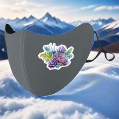 3D Printed Succulent Pattern Warm Fleece Mask Polyester Knit Fabric