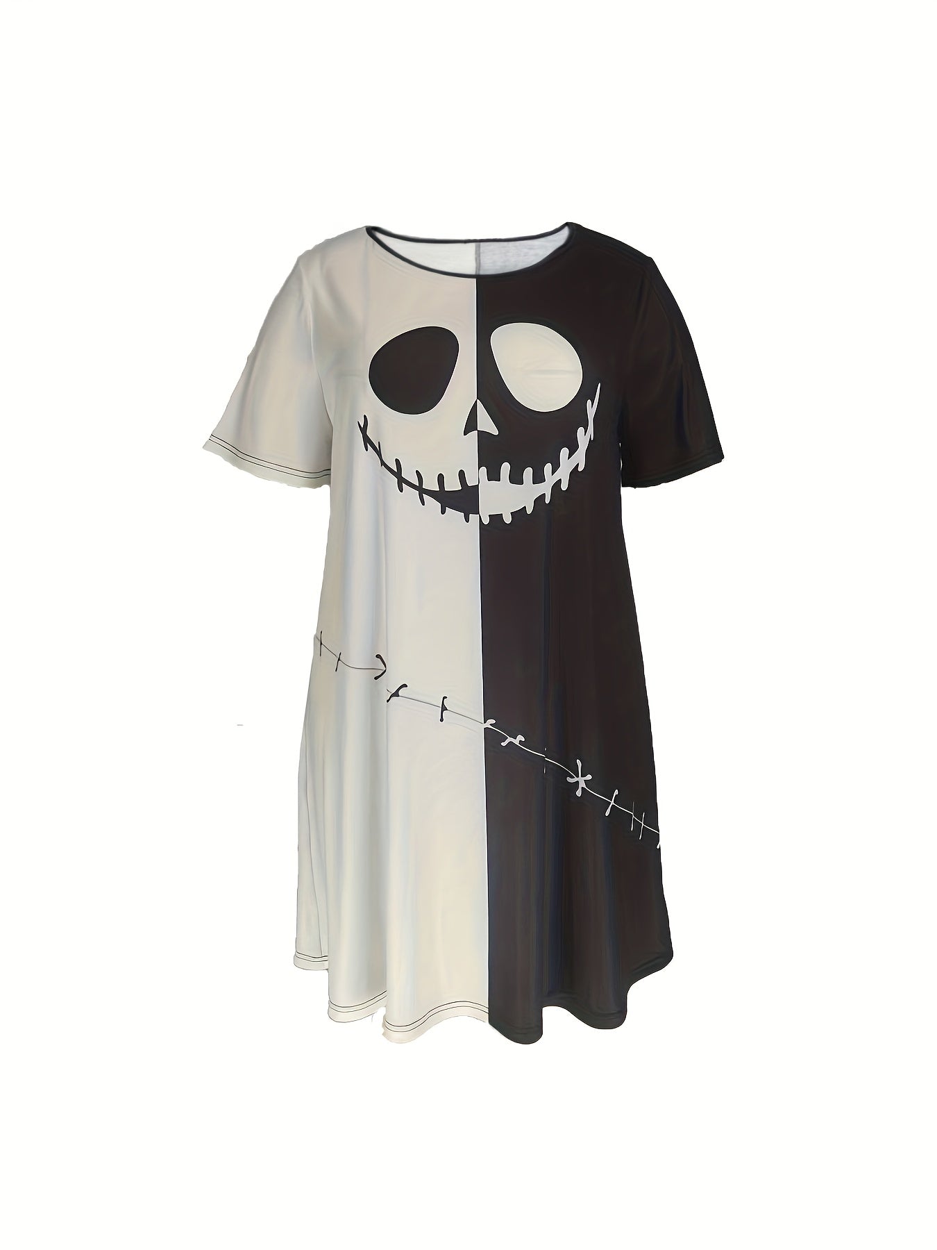 Halloween Dress Women's Plus Funny Face Print Maxi Dress