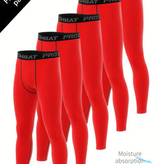 Men's 5pcs Solid Leggings Quick Dry Sports Compression Pants