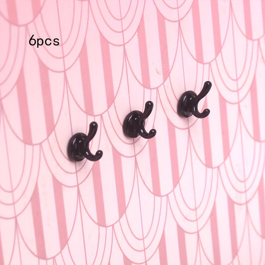 6pcs 1SET Dollhouse Wall Clothes Hook Mini Simulation No Glue