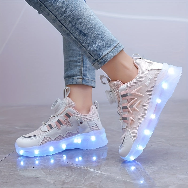 Boys LED Sneakers USB Chargeable Breathable Non Slip Shoes