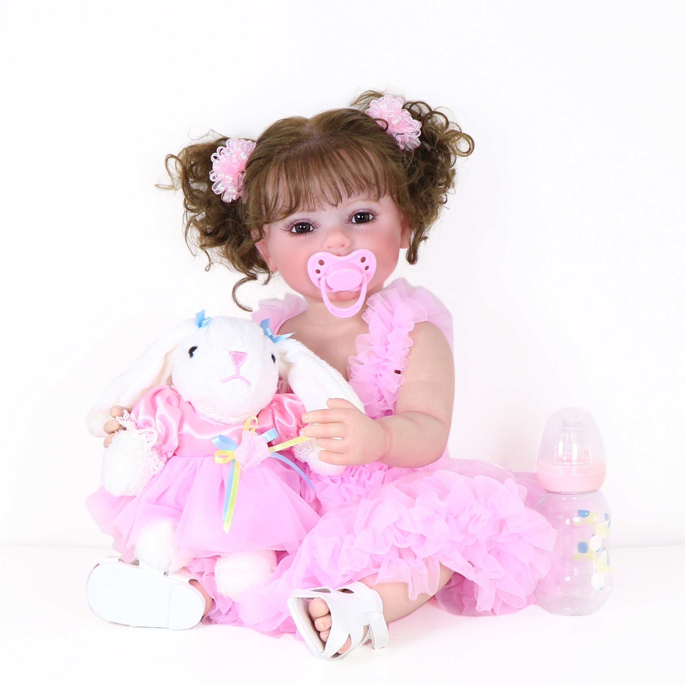 22 Inch Reborn Doll with Rooted Hair and Bunny