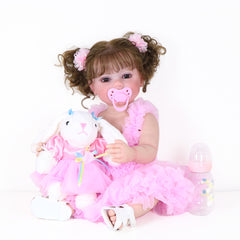 22 Inch Reborn Doll with Rooted Hair and Bunny