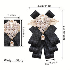 Sparkling Faux Diamond Bow Tie Collar Flower Tie for Men