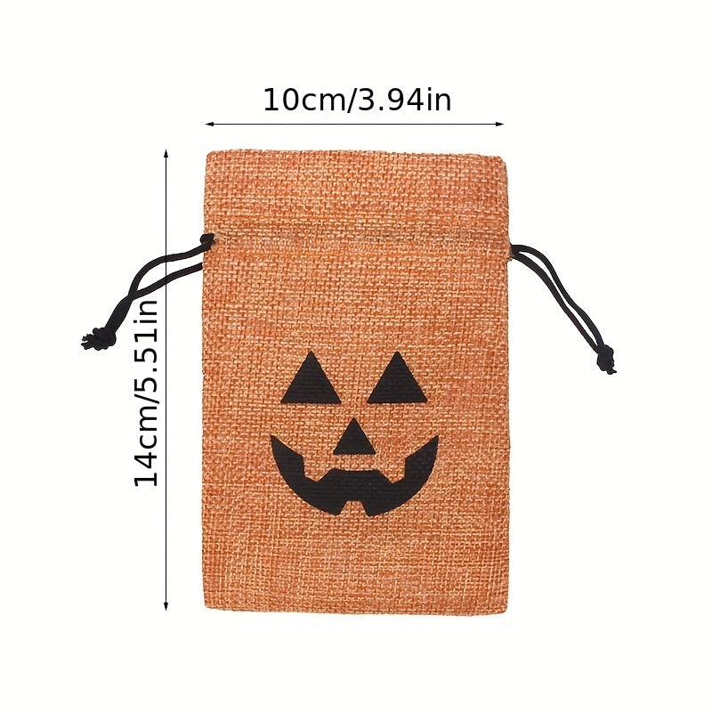 100pcs Halloween Pumpkin Bag Drawstring Cinch Gift Goods Bag