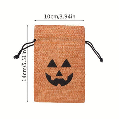 100pcs Halloween Pumpkin Bag Drawstring Cinch Gift Goods Bag