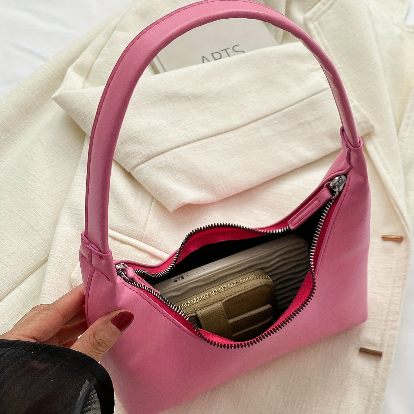 Pink Crescent Hobo Bag Women's Handbag & Shoulder Purse