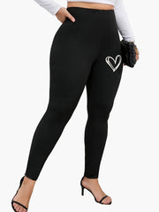 Heart Print Yoga Pants Medium Stretch Leggings