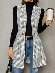 Plaid Double Breasted Lapel Vest Sleeveless Slim Vest