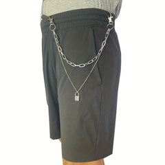 Lock Pendant Pants Chain Two Layers Metal Chain Men's Waist Chain