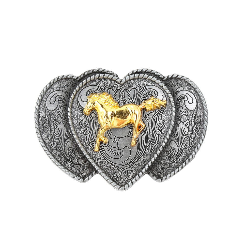 Western Cowboy Men's Heart Horse Belt Buckle