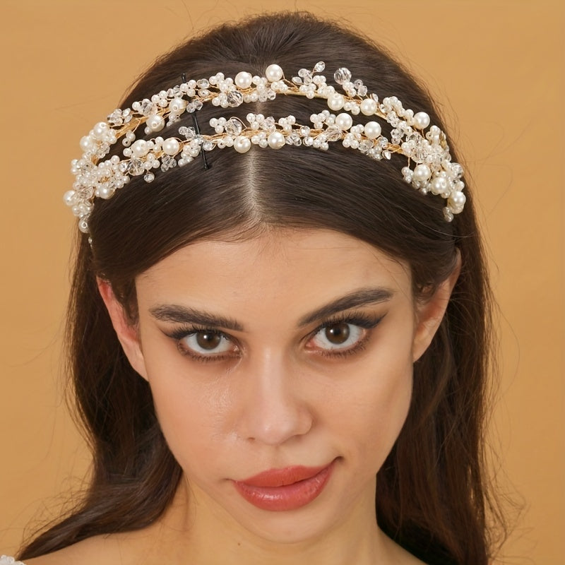 Golden Rhinestone Headband Tiara Bridal Wedding Hair Accessories
