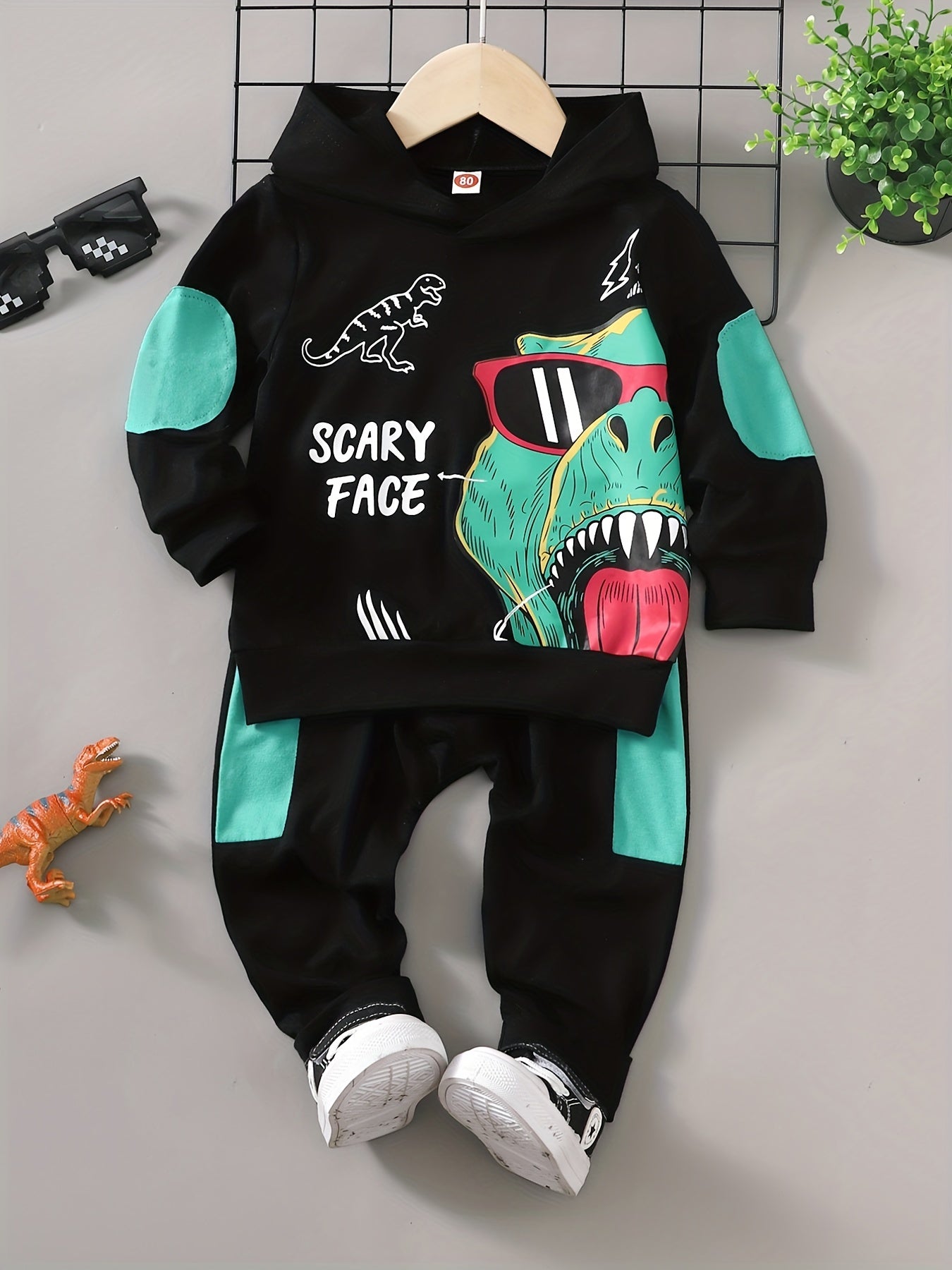 Boys Dragon Hoodie & Trousers 2pcs Suit