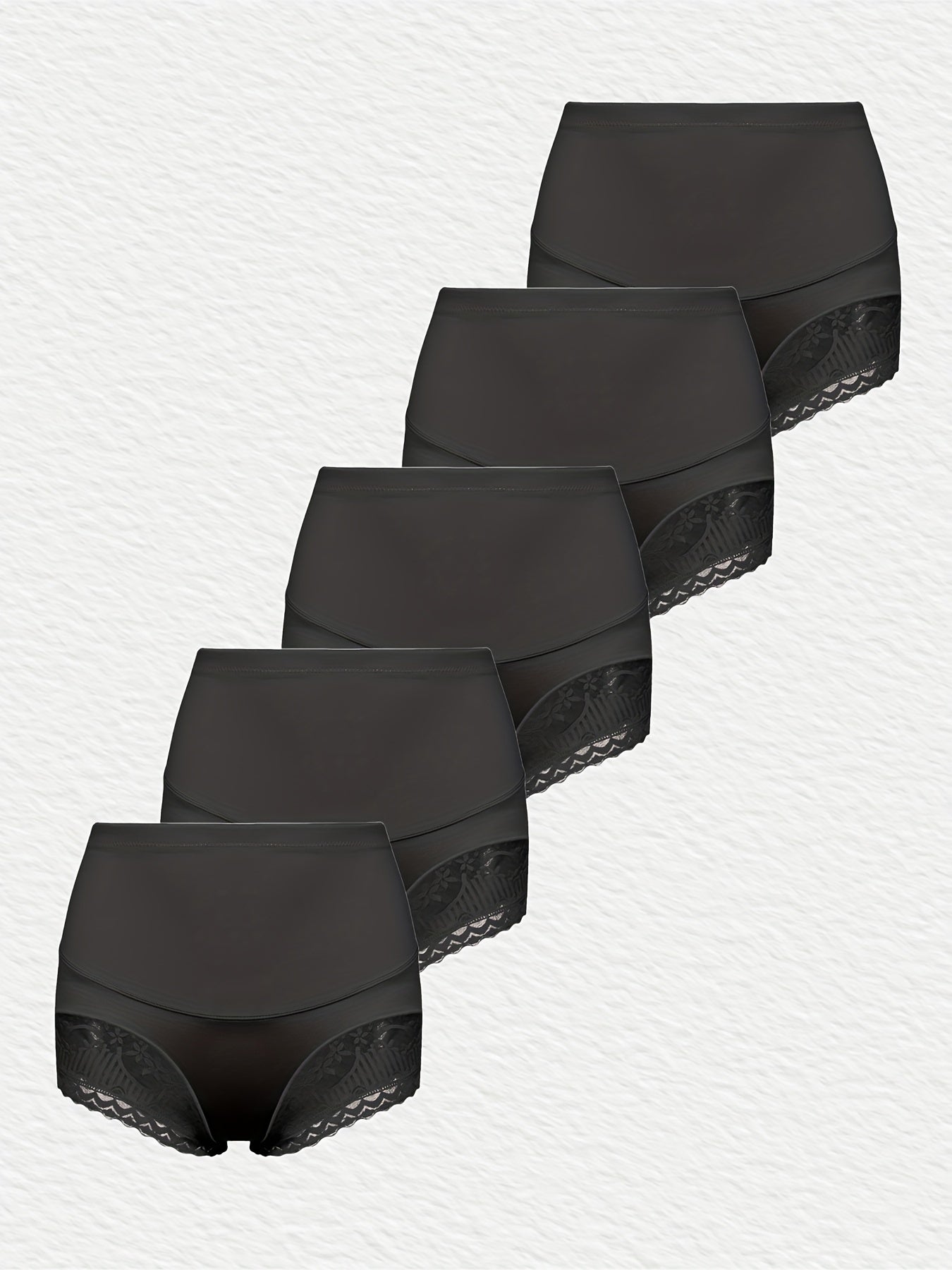 5 Pack Plus Size Panties Set High Rise Tummy Control Boy Shorts