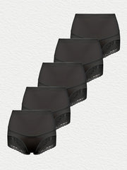 5 Pack Plus Size Panties Set High Rise Tummy Control Boy Shorts