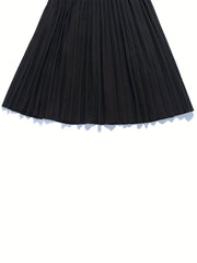V-Neck Summer Dress Solid Color Pleated