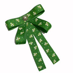 St Patrick's Lucky Clover Bow Tie Green Double Layer