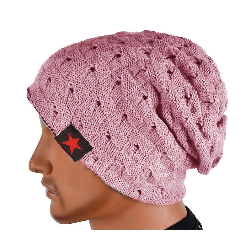 Pu Hat Pentagram Casual Hat For Men And Women, Warm Knitted Winter Hat