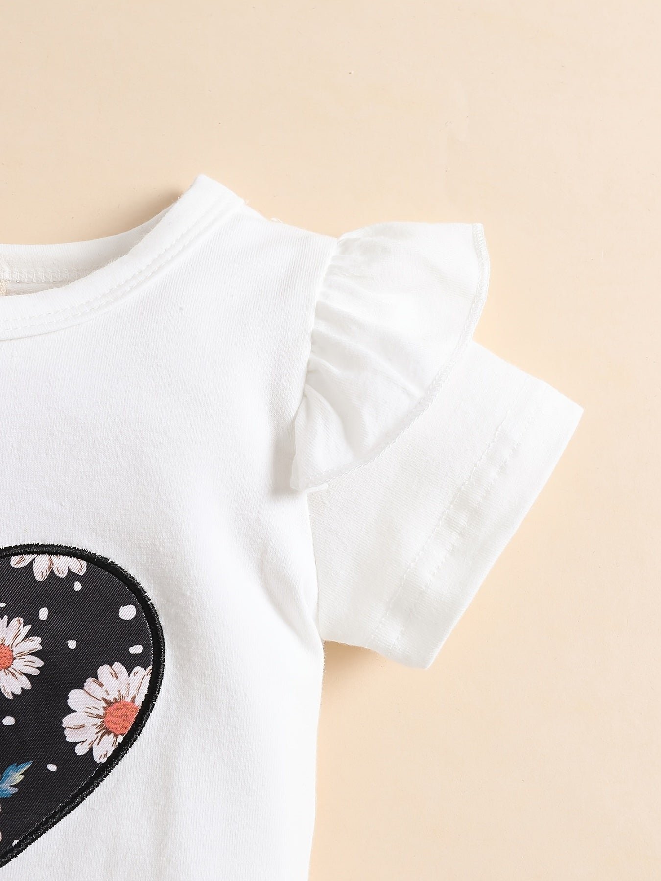 Baby Heart Floral Outfit Onesie & Shorts & Headband Short Sleeves Kids Clothes