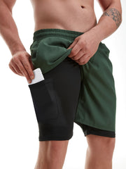Men's 2-Layer Gym & Running Shorts Quick Dry & Comfortable