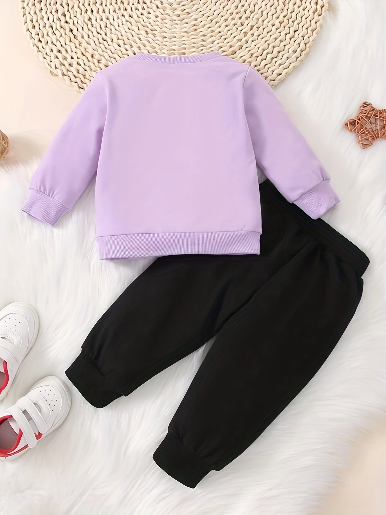 Toddler Baby Girl Love Print Set Long Sleeve Pullover Top Pants 2pcs