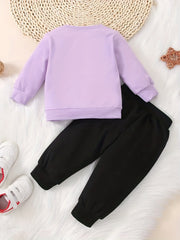 Toddler Baby Girl Love Print Set Long Sleeve Pullover Top Pants 2pcs