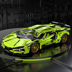 Creative Green Sports Car Building Block Model - DIY Fun Gift