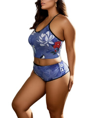 Floral Print Plus Size Bra & Panty Set