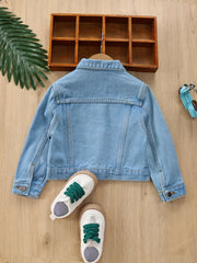 Girls' Denim Jacket with Flap Pockets - All Seasons