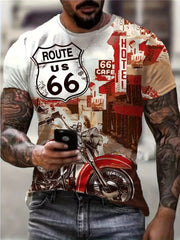 Men's Vintage Motorbike Graphic T Shirt Active Stretch & Comfort