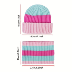 Kids Striped Windproof Knit Beanie Hat for Fall/Winter