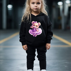 OERYUI Bear Dancer Print Hoodies Pants Set - Spring Fall Sports Gift