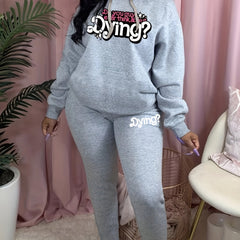 Women's Plus Slogan Hooded Sweatshirt & Sweatpants Set
