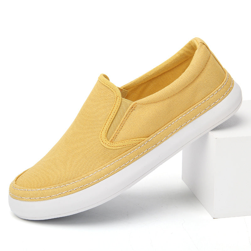 Men's Canvas Breathable Skate Shoes Casual Loafers Yellow